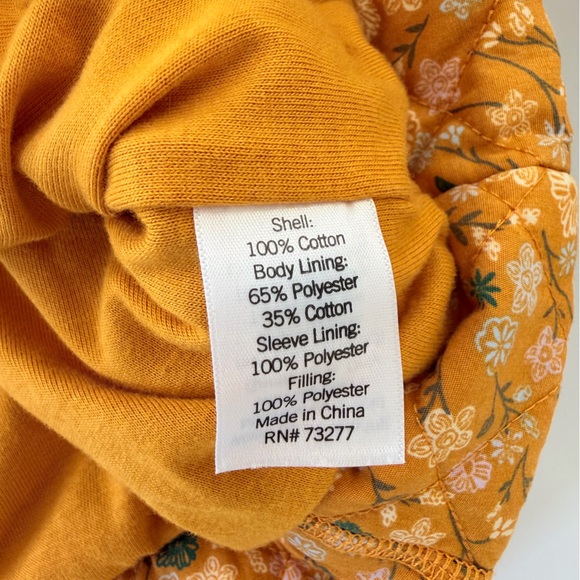 Sonoma Jacket Womens Large Yellow Floral Zip Up Oversized Quilted Bomber Boho - Picture 4 of 6